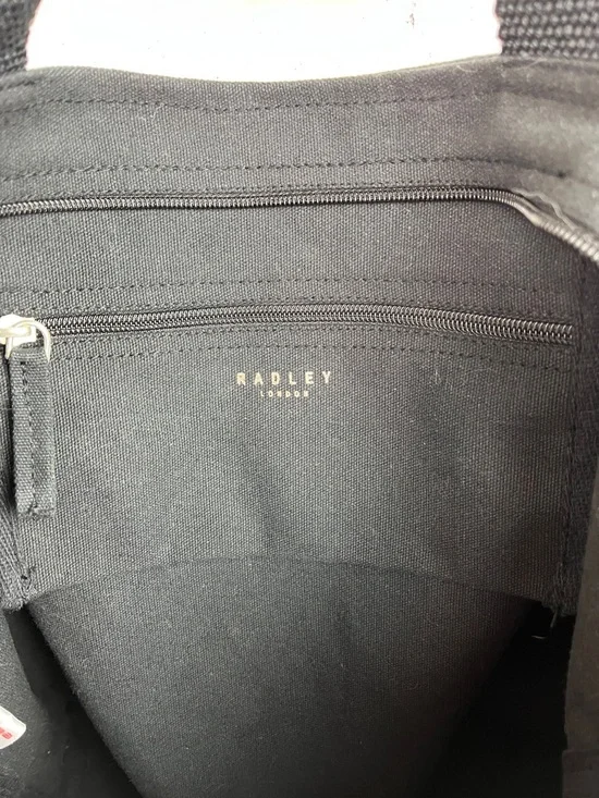 RADLEY LONDON CANVAS ZIPPER TOP TOTE BLACK WITH ROSE GOLD “SHINE” AND DOG NWT - Picture 9 of 14